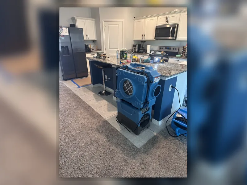 Blue drying machines staged during water extraction and controlled drying