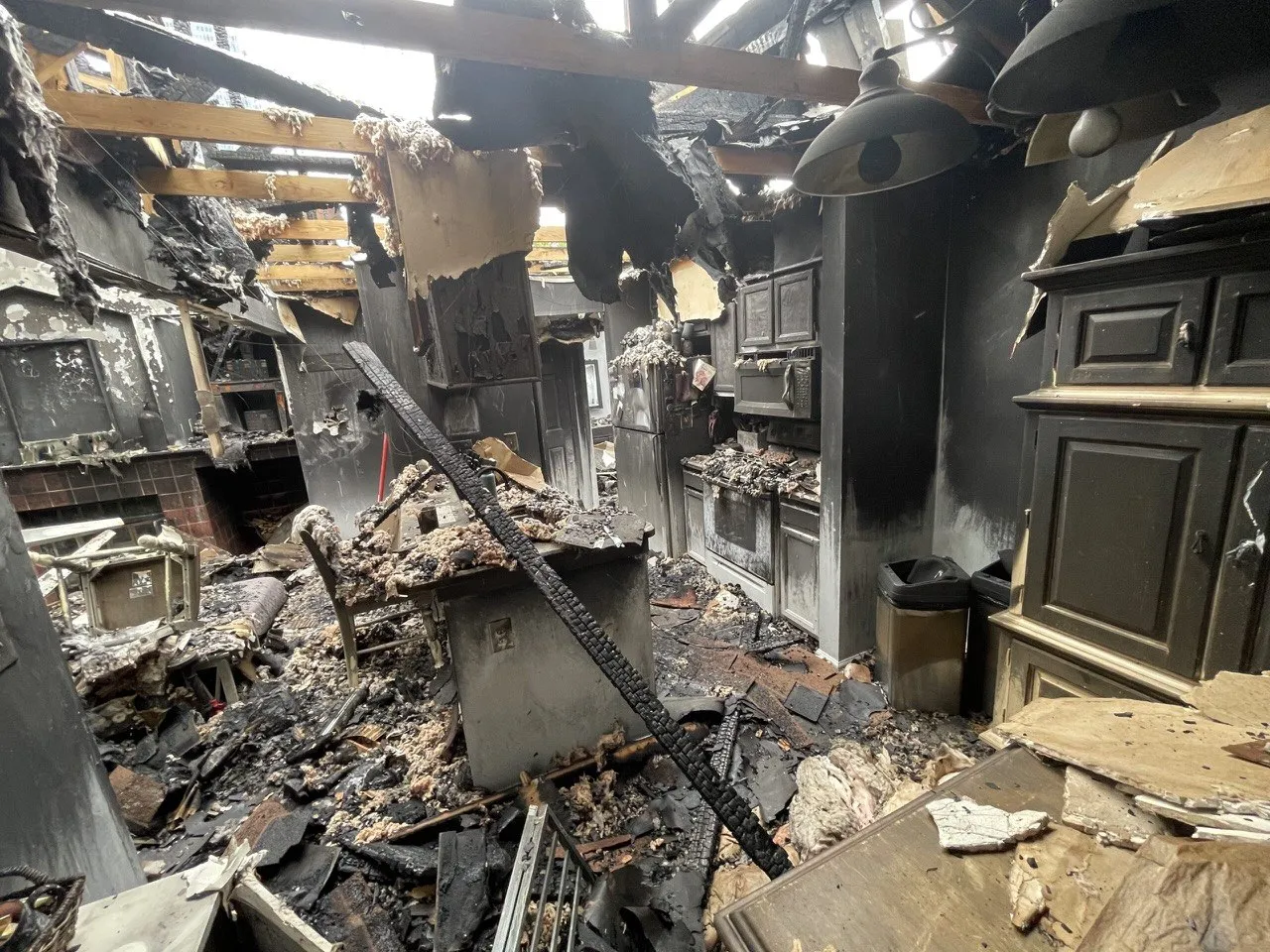 Severe interior fire damage prior to cleanup and recovery